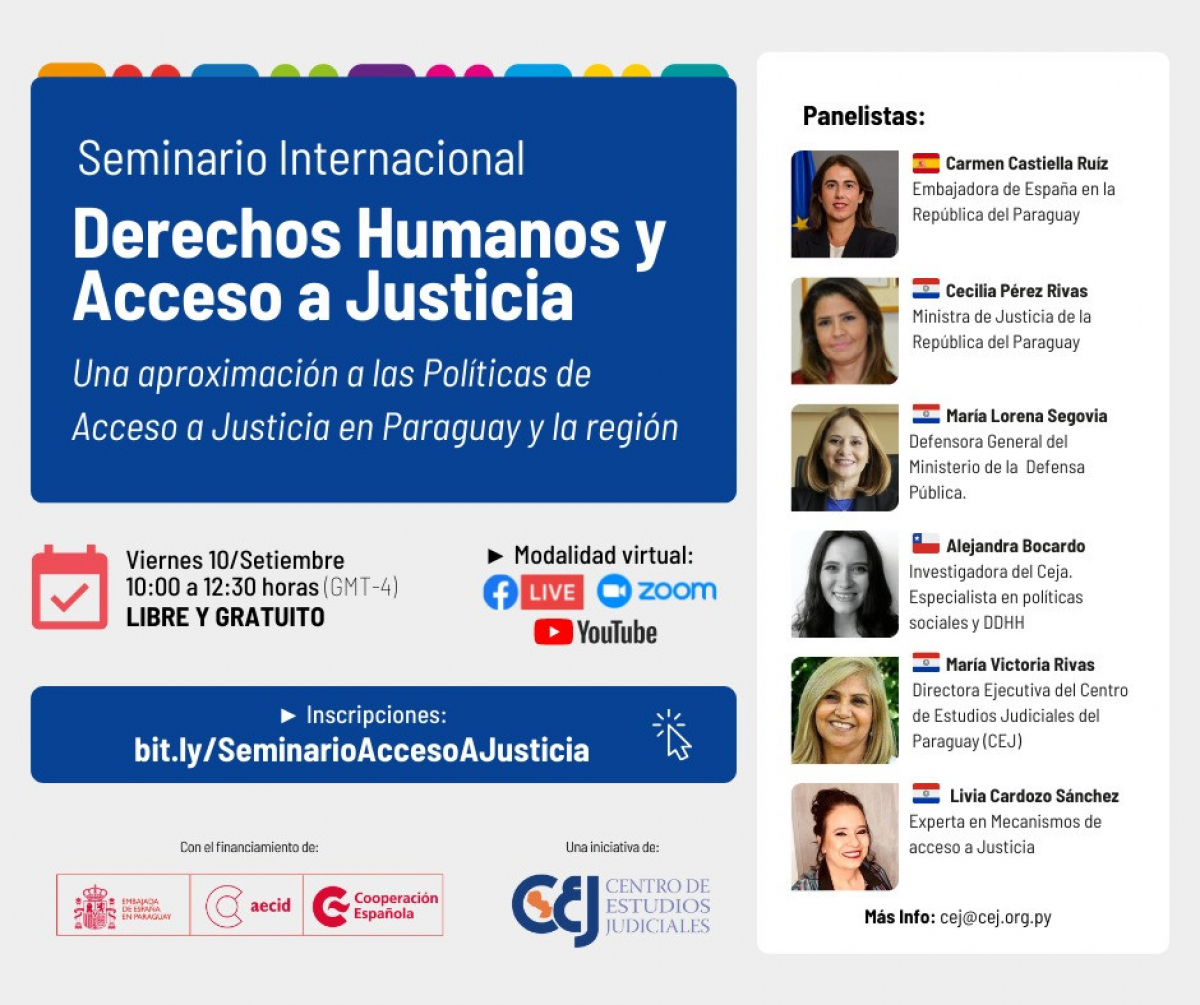 Se realizará el Seminario Internacional sobre DDHH y Acceso a Justicia: “Una aproximación a las políticas de acceso a justicia en Paraguay y la región”.